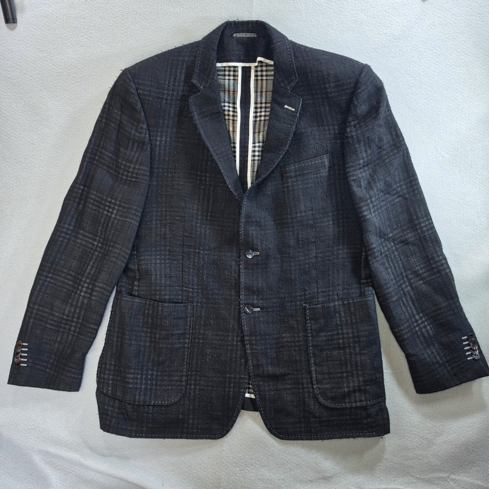 S. Cohen Montreal Dark Academia Wool Blazer 44L Italian Fabric Sport Coat Black